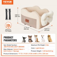 VEVOR Hunde Autositz Hundeautositz Hundesitz 450x270x230mm 3,6kg Hellbraun