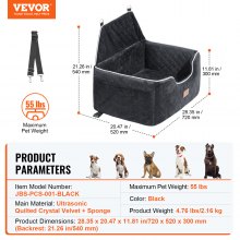 VEVOR Hunde Autositz Rücksitz Rückbank Hundesitz Auto 25kg 72x52x54mm Schwarz