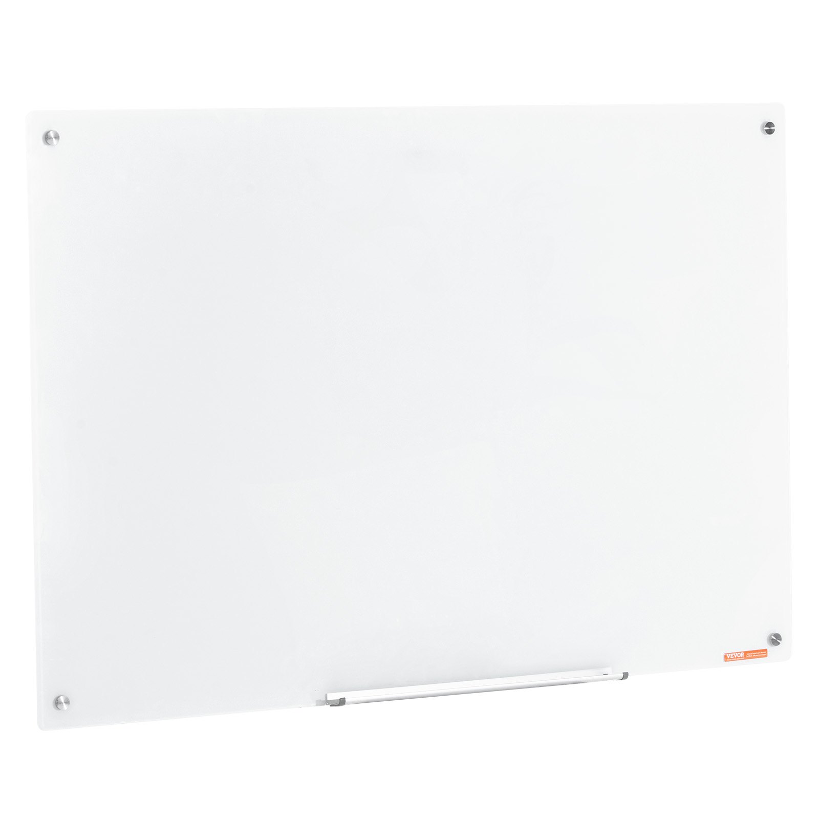 VEVOR Magnetic Glass Whiteboard, Wall-Mounted Dry Erasable Board 120 x 80 cm, Frameless White Glass Board with Pen Tray, Eraser & 2 Pens, Magnetic Board White