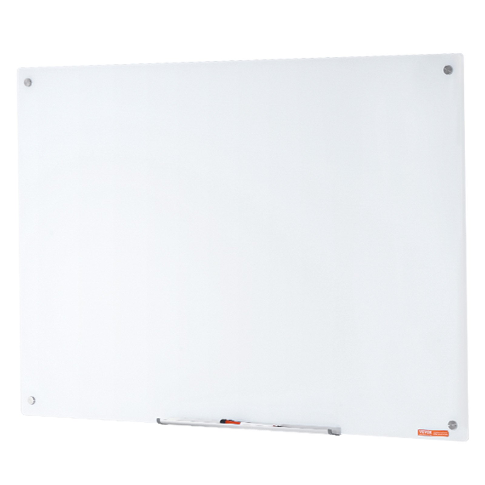 VEVOR Magnetic Glass Whiteboard, Wall-Mounted Dry Erasable Board 120 x 80 cm, Frameless White Glass Board with Pen Tray, Eraser & 2 Pens, Magnetic Board White