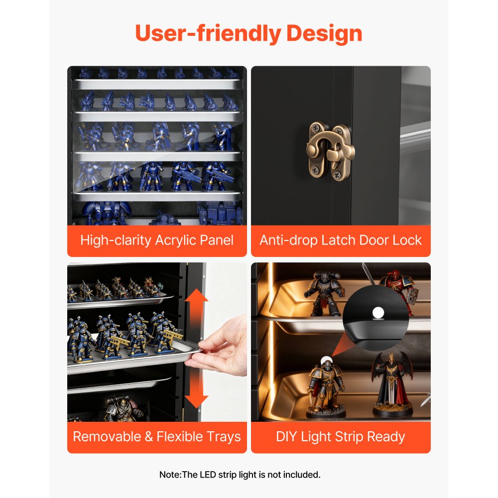 VEVOR Miniatur-Aufbewahrungskoffer, passend für Modelle im Maßstab 1:1750-1:2000, Transportkoffer aus Holz mit 5 Ebenen & 13 Fächern, Sammlervitrine für Sammlerstücke (Miniaturen nicht enthalten)