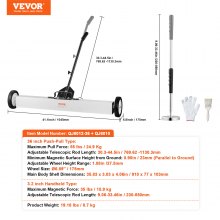 VEVOR Magnetkehrmaschine Teleskop-Magnetbesen Teppichkehrmaschine Rollbar 91cm