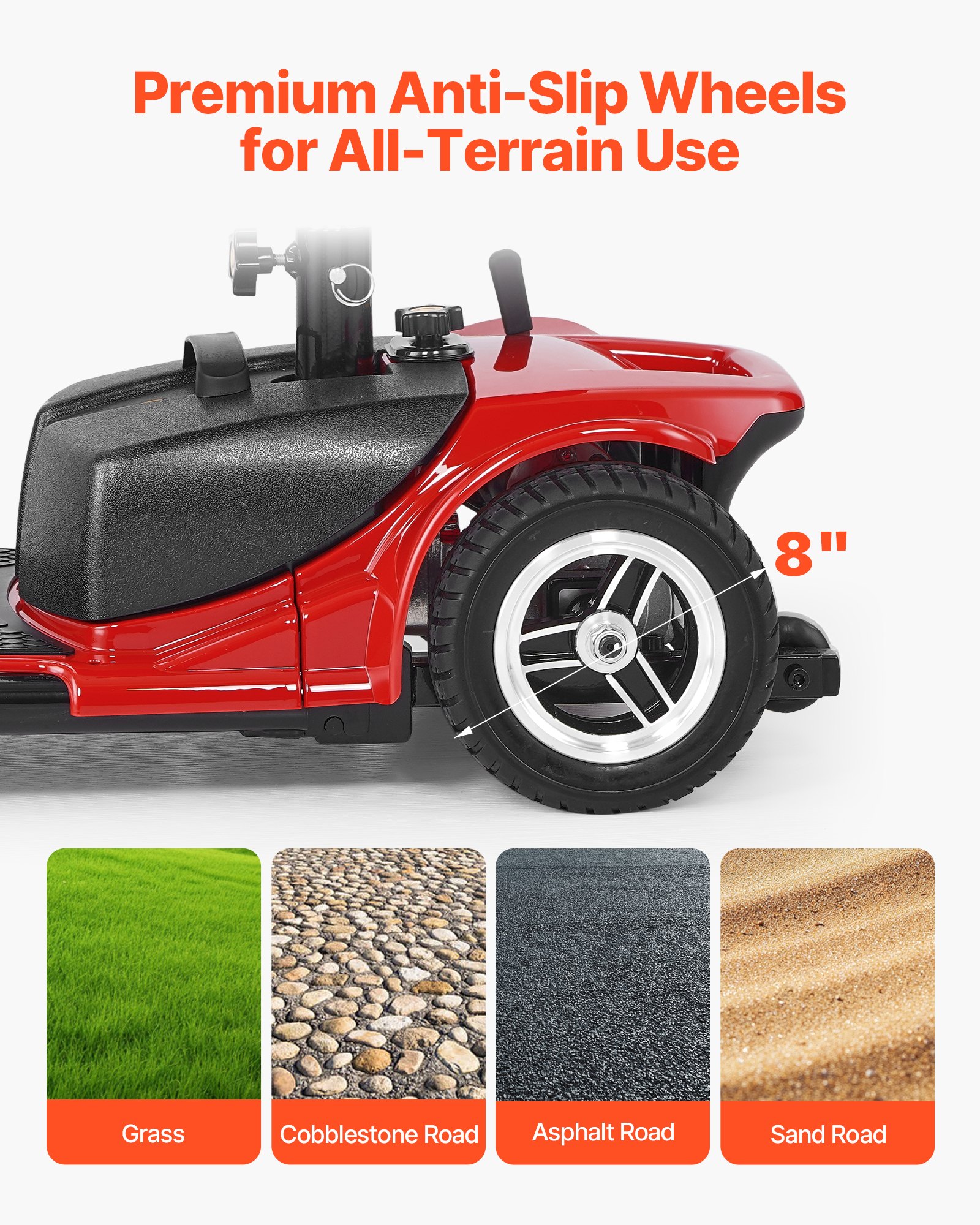 VEVOR 3-Wheel Electric Mobility Scooter for Adult & Seniors, Foldable Mobility Scooter with 20KM Long Range, All Terrain Travel Wheelchair with Anti-slip Wheels, 9° Climbing Capacity & 120kg Loading