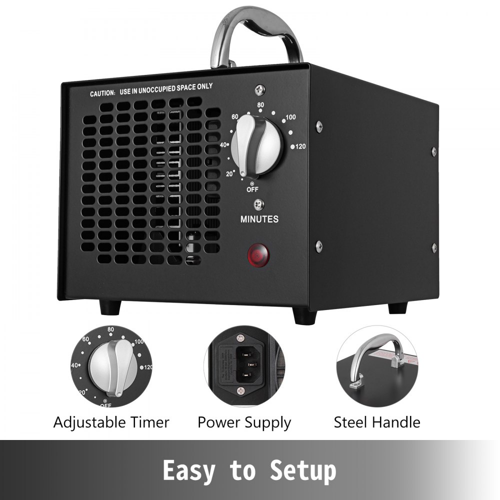 VEVOR Ozongenerator, 5,000mg/h Ozongeneratoren Ozon Generator Luftreiniger Ozongerät Air Cleaner Purifier, O3 Luftreiniger Ionisator Geruchsentferner mit Timer bis 120 min für Zimmer, Rauch, Autos