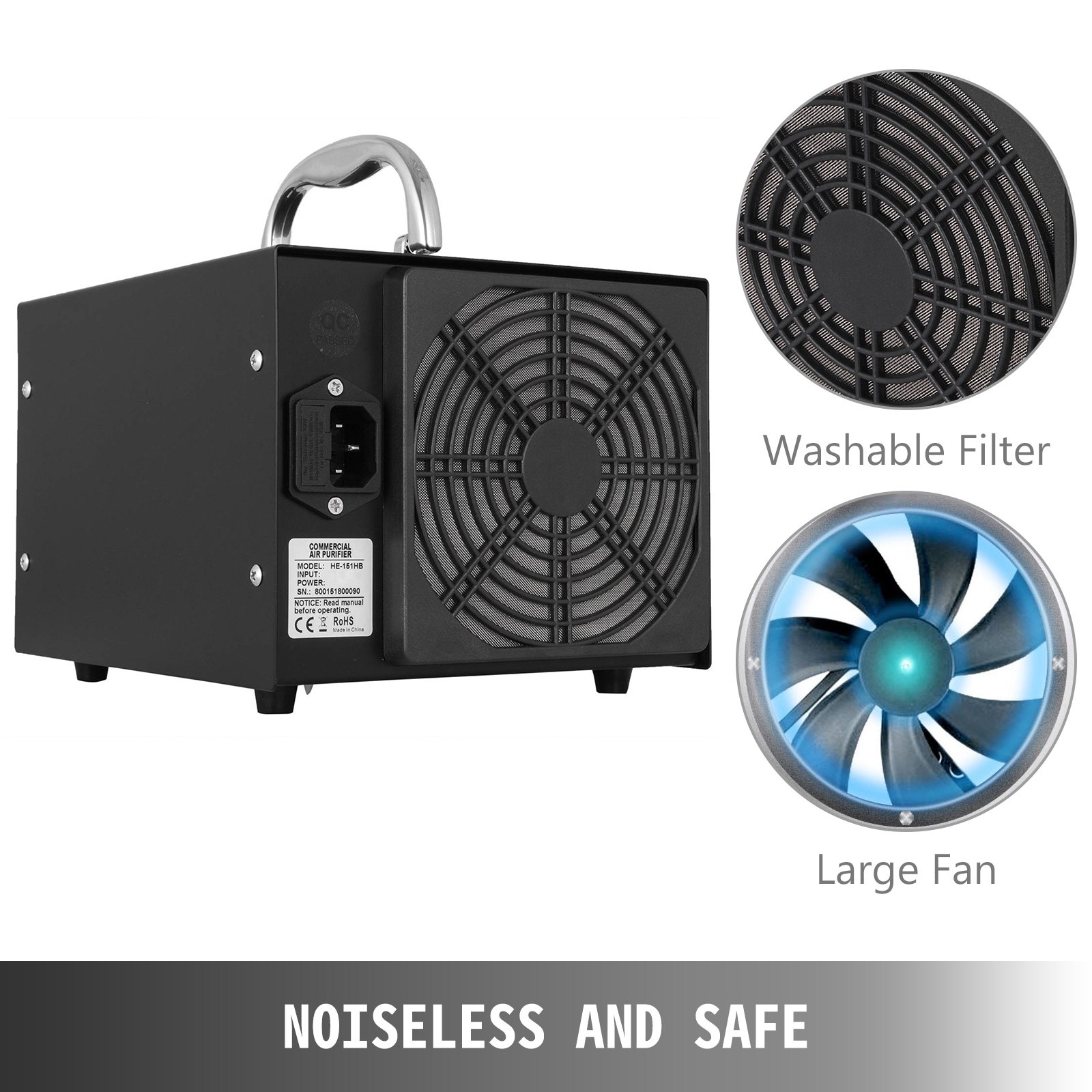 VEVOR Ozongenerator, 5,000mg/h Ozongeneratoren Ozon Generator Luftreiniger Ozongerät Air Cleaner Purifier, O3 Luftreiniger Ionisator Geruchsentferner mit Timer bis 120 min für Zimmer, Rauch, Autos