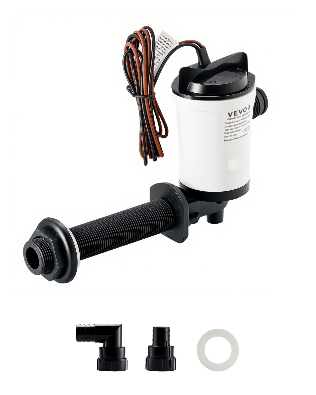 VEVOR 12 V 800 GPH Livewell-Belüftungspumpe für Boote mit abnehmbarem Motor, korrosionsbeständig, 90°-Bogenrohr, Tauchfähige Köderbrunnen-Livewell-Belüftungspumpe für Süß- und Salzwasser