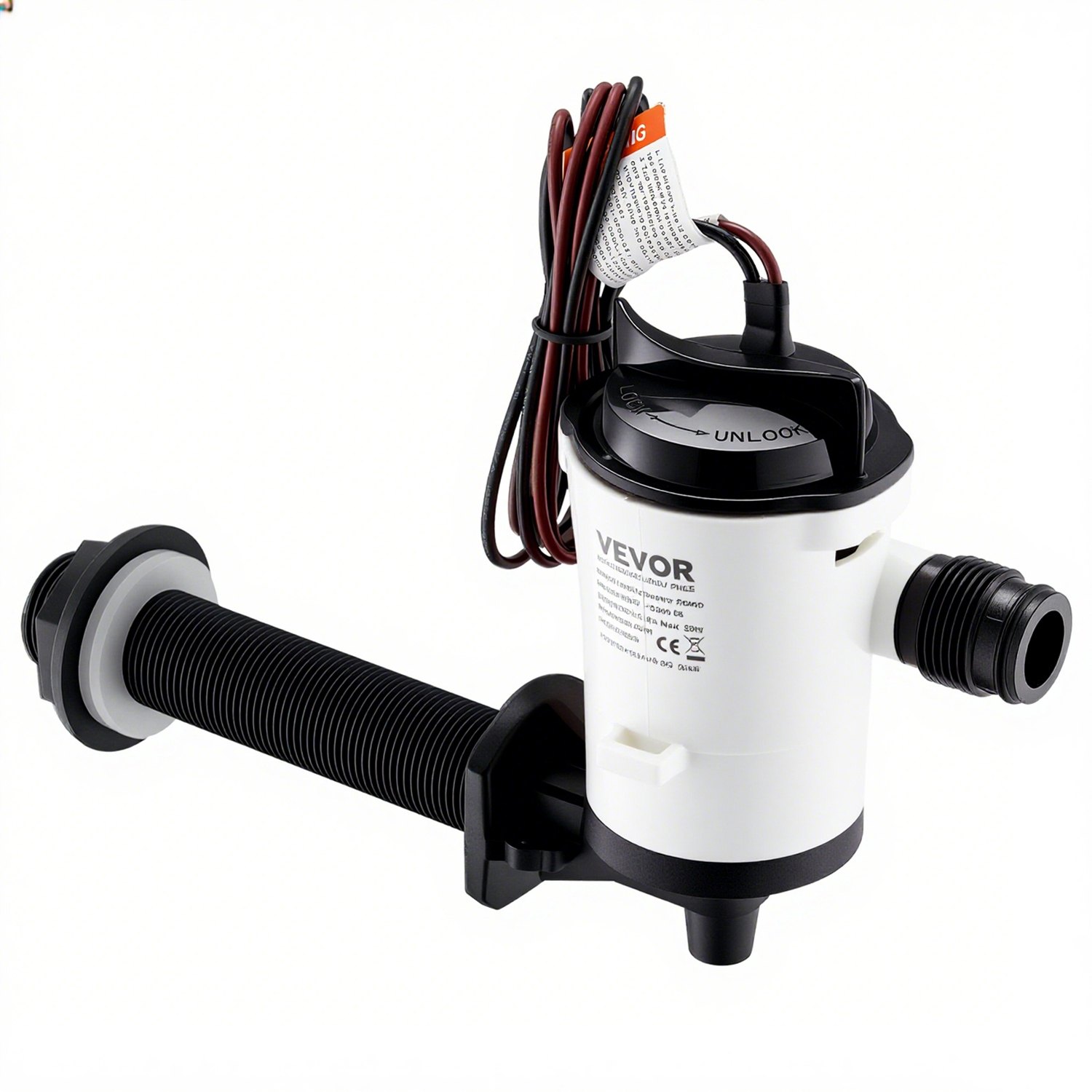 VEVOR 12 V 800 GPH Livewell-Belüftungspumpe für Boote mit abnehmbarem Motor, korrosionsbeständig, 90°-Bogenrohr, Tauchfähige Köderbrunnen-Livewell-Belüftungspumpe für Süß- und Salzwasser