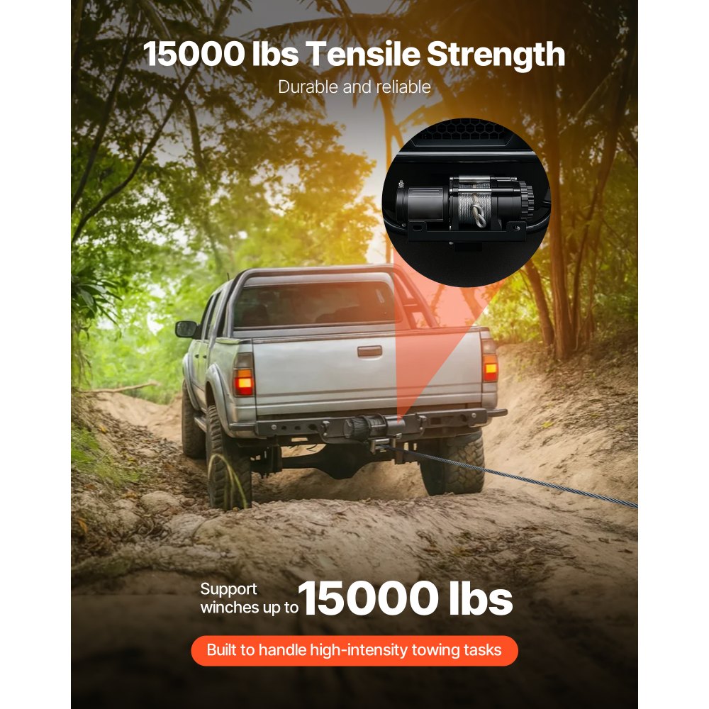 VEVOR Universal-Halterung für Anhängerkupplung, 6803 kg, Seilwinde Montageplatte Empfänger 50,8 mm, mit 2-Löcher-Montage, Stahl pulverbeschichtet, für Mountainbikes, UTV, LKWs, Schwarz