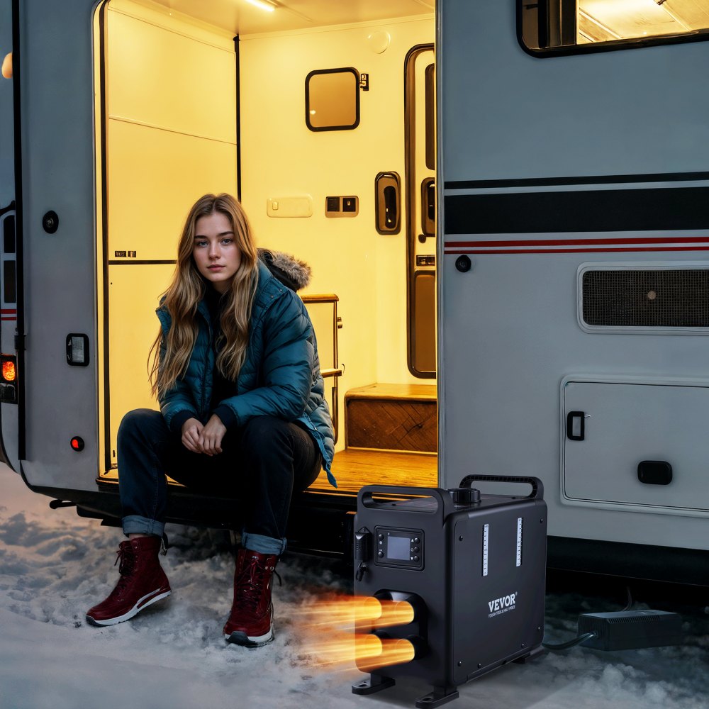 VEVOR 8 kW Dieselheizung 12 V / 24 V All in One Diesel-Luftheizung mit Bluetooth App-Steuerung & Fernbedienung & Anzeigebildschirm & CO-Alarm, schnell aufheizende vertikale tragbare Dieselheizung