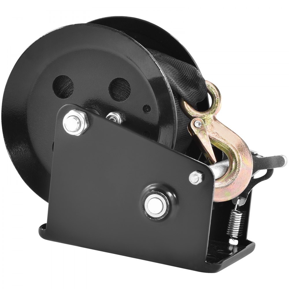 VEVOR winch 725.7kg hand winch 224x151x177mm boat winch 2-way ratchet/1-speed hand winch with approx. 10m polyester strap winch with ergonomic handle hand winch for vehicles and boats