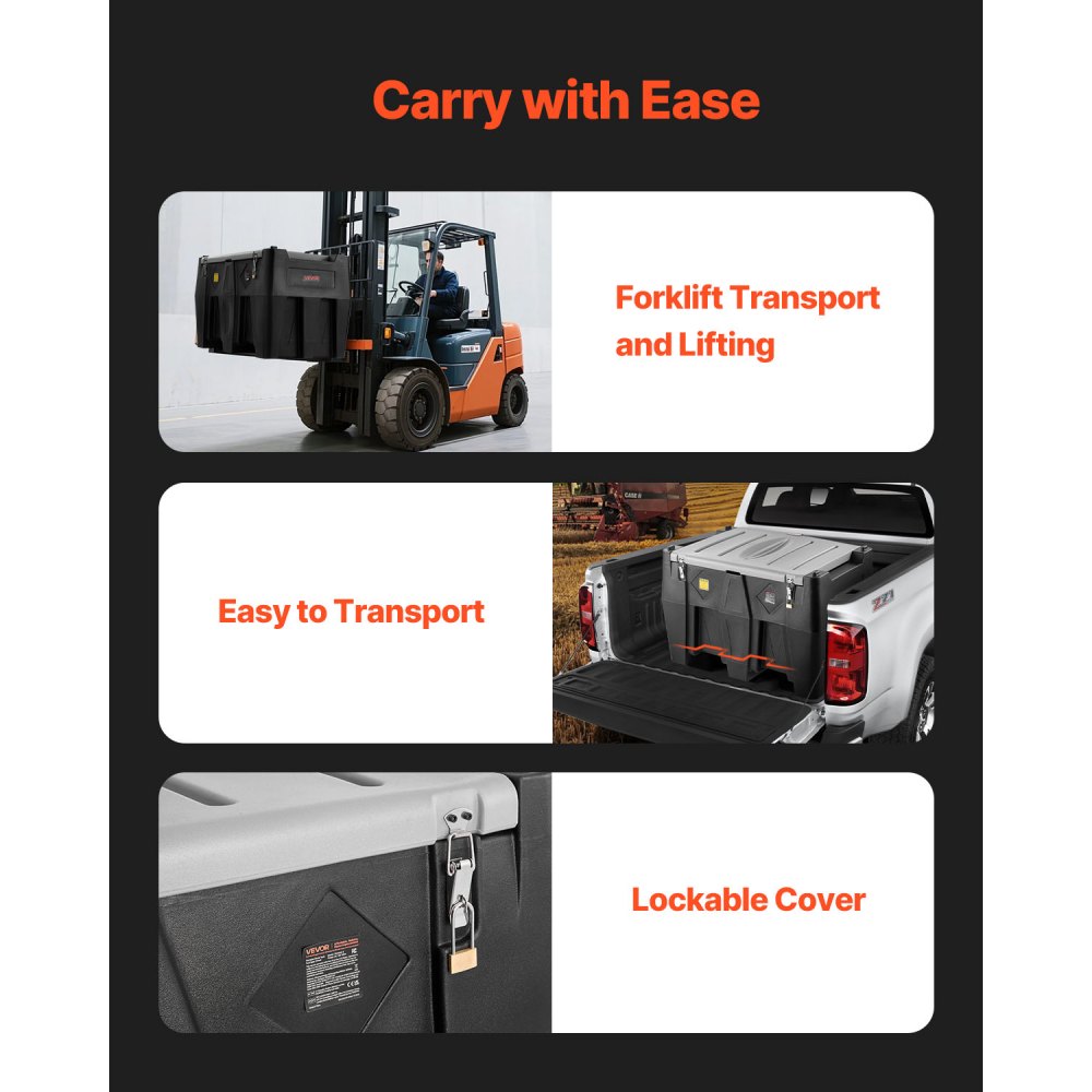 VEVOR Tragbarer Dieseltank, 484,5 L Fassungsvermögen & 45 L/min Durchflussrate, Gaskraftstofftank mit 12 V Transferpumpe & 4 m Gummischlauch, Diesel-Transfertanks für Kraftstofftransport, Schwarz