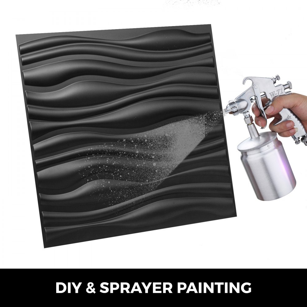 3d Wandpaneel Schwarz 13 Stücke Pvc Wellen-design 32 Sqft Raumdekoration