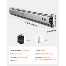 VEVOR Schubladenschienen Schubladenauszug seitliche Montage 600mm 10Paar 45kg