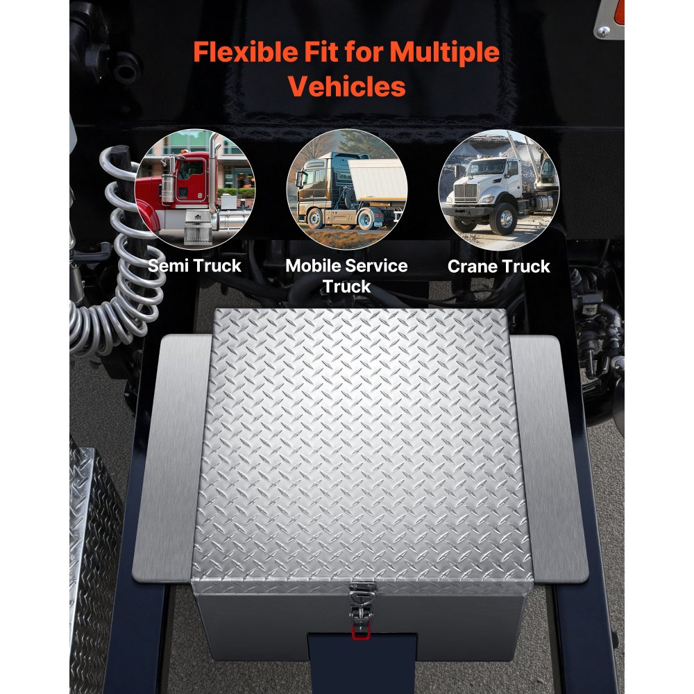 VEVOR Werkzeugkasten für die Ladefläche, Aluminium-Staukasten mit Diamantplatte, Aufbewahrungs-Organizer, trägt bis zu 100 kg, ideal für Pickup, Ladefläche, Wohnmobil, Anhänger, 770x610x310 mm