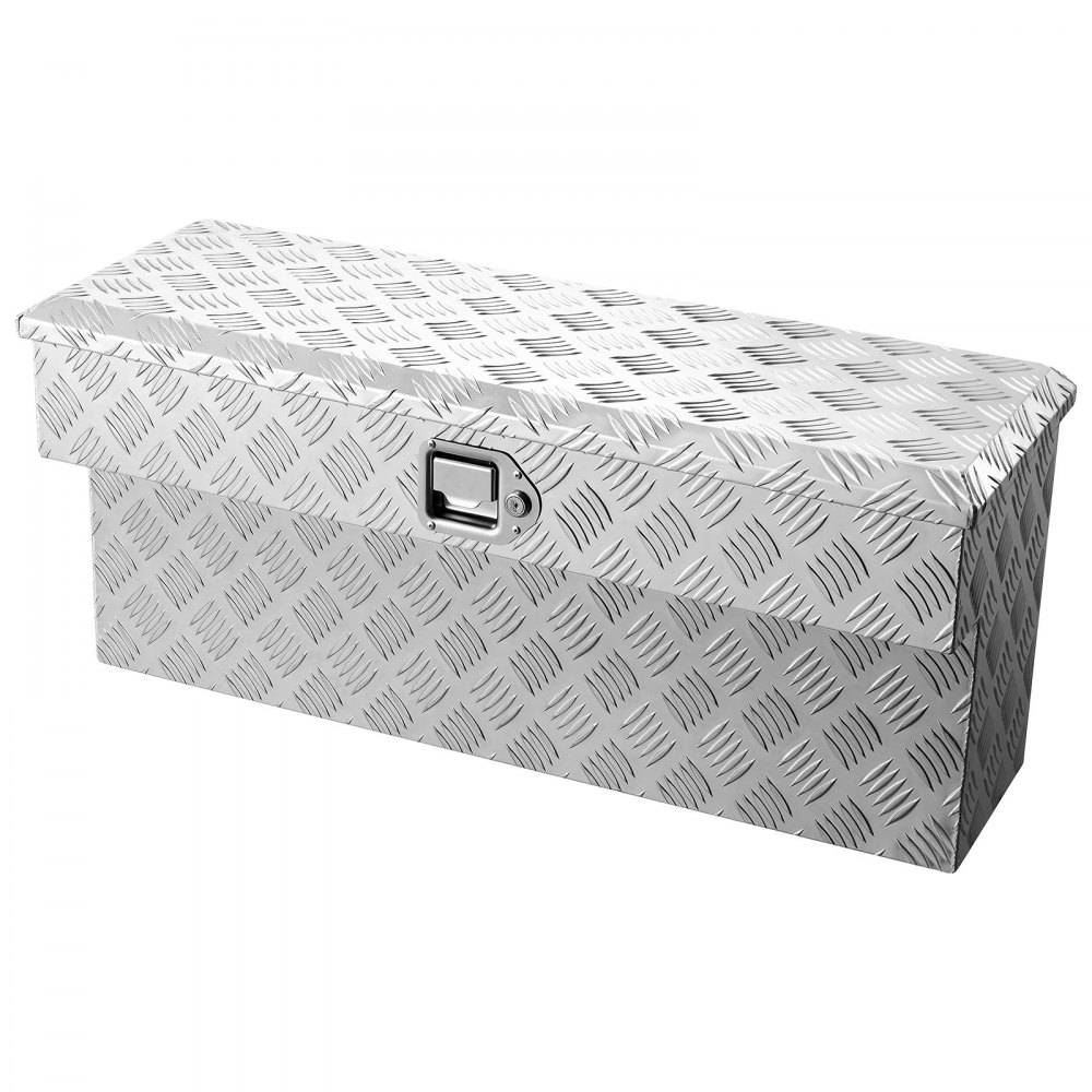 VEVOR Truck Bed Tool Box, Heavy Duty Aluminum Tool Box with Tread Patterns, Storage Toolbox Chest Organizer with Lock and Key, Ideal for Pickup, Truck Bed, RV, Trailer, 864 x 305 x 390 mm, Silver