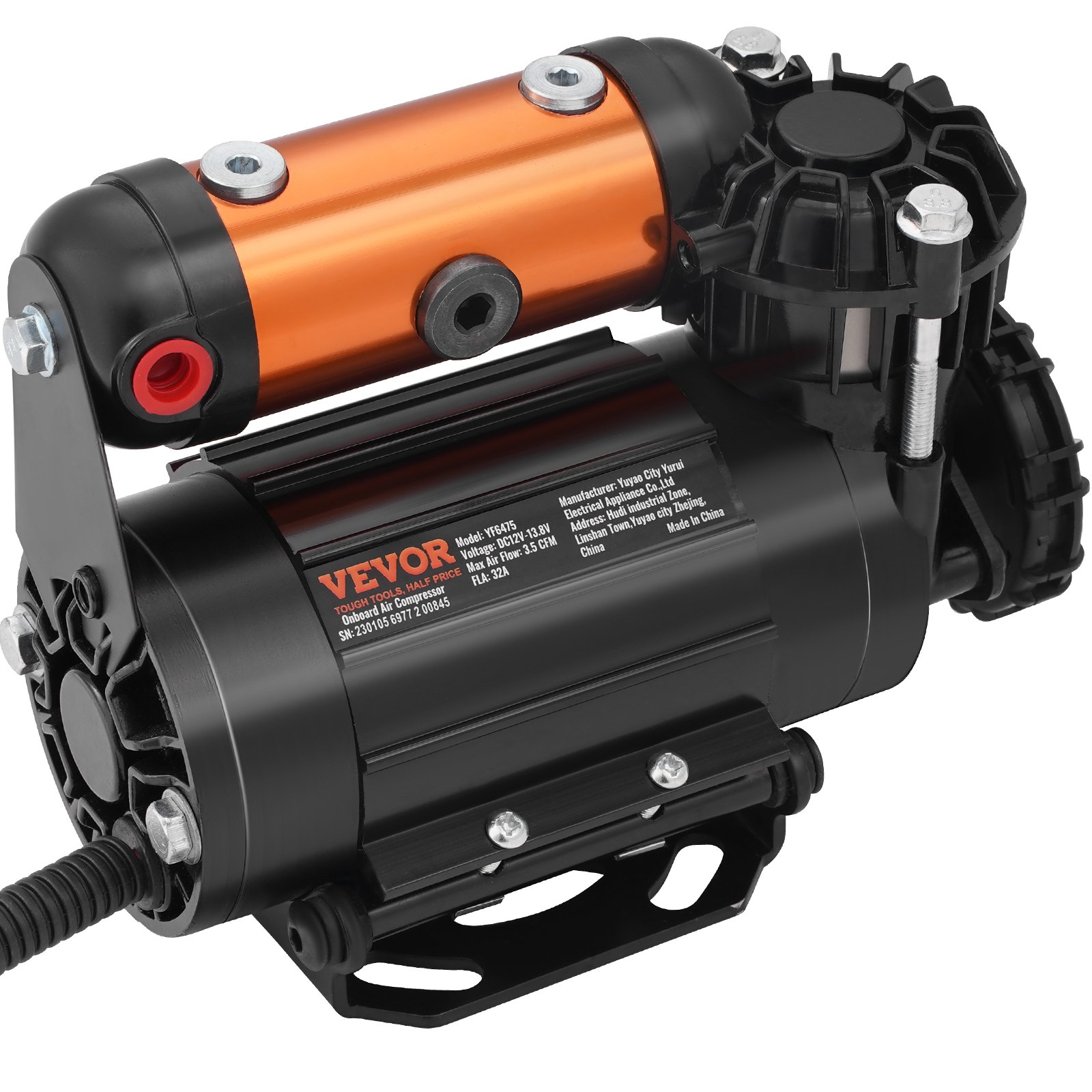 VEVOR 12V Auto-Kompressor 150PSI Luftkompressor 3,5CFM(100L/Min) Auto Reifenfüller mit Wärmeschutz Luftpumpe inkl. 3m Netzkabel und 5,5m Luftschlauch Ideal für LKW SUV RV Schlauchboote usw.