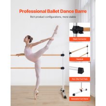 VEVOR Ballettstange Tanzstange freistehende Doppelstange, höhenverstellbare (170-1165 mm) Stretchstange aus Holz für Ballettübung, Gleichgewichtstraining, Entspannungsübungen