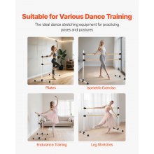 VEVOR Ballettstange Tanzstange freistehende Doppelstange, höhenverstellbare (170-1165 mm) Stretchstange aus Holz für Ballettübung, Gleichgewichtstraining, Entspannungsübungen