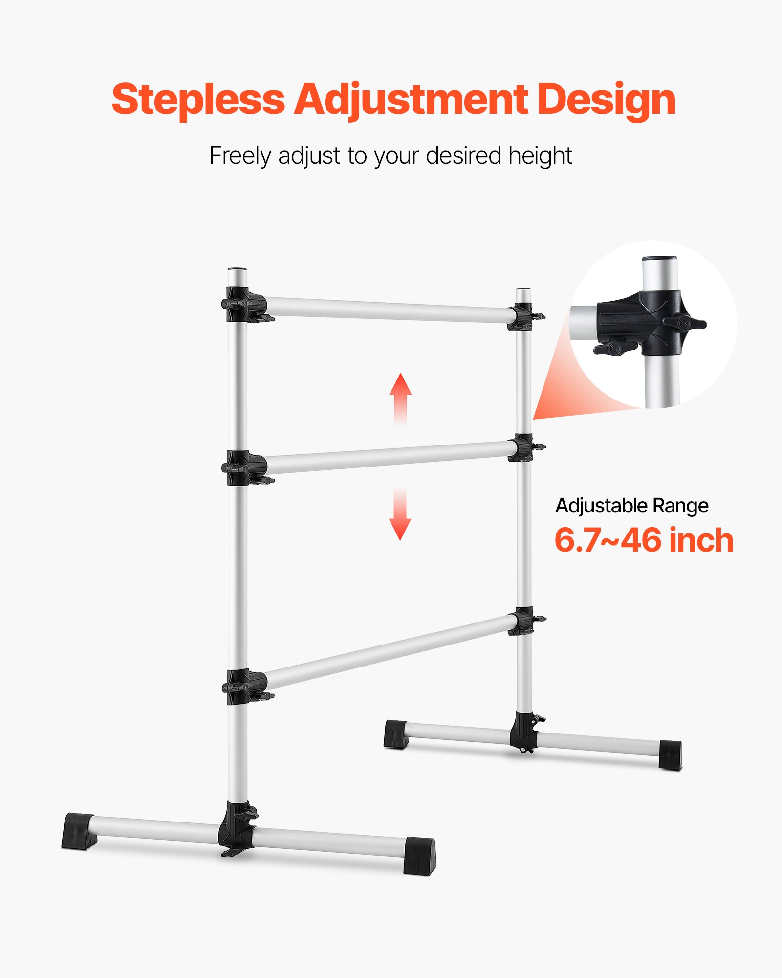 VEVOR Ballettstange Tanzstange freistehende Doppelstange (136 kg belastbar), höhenverstellbare (170-1165 mm) Stretchstange aus Aluminium für Ballett, Gleichgewichtstraining, Entspannungsübungen