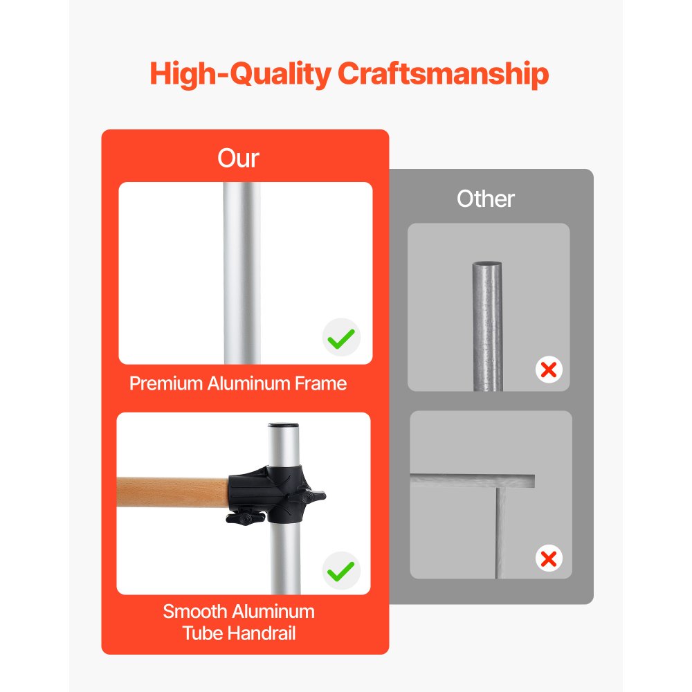 VEVOR Ballettstange Tanzstange freistehende Doppelstange, höhenverstellbare (170-1165 mm) Stretchstange aus Holz für Ballettübung, Gleichgewichtstraining, Entspannungsübungen, Fitnessstudio