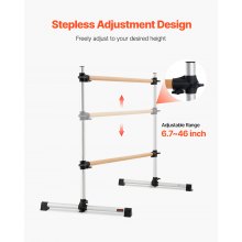 VEVOR Ballettstange Tanzstange freistehende Doppelstange, höhenverstellbare (170-1165 mm) Stretchstange aus Holz für Ballettübung, Gleichgewichtstraining, Entspannungsübungen, Fitnessstudio