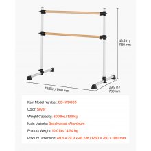 VEVOR Ballettstange Tanzstange freistehende Doppelstange, höhenverstellbare (170-1165 mm) Stretchstange aus Holz für Ballettübung, Gleichgewichtstraining, Entspannungsübungen, Fitnessstudio