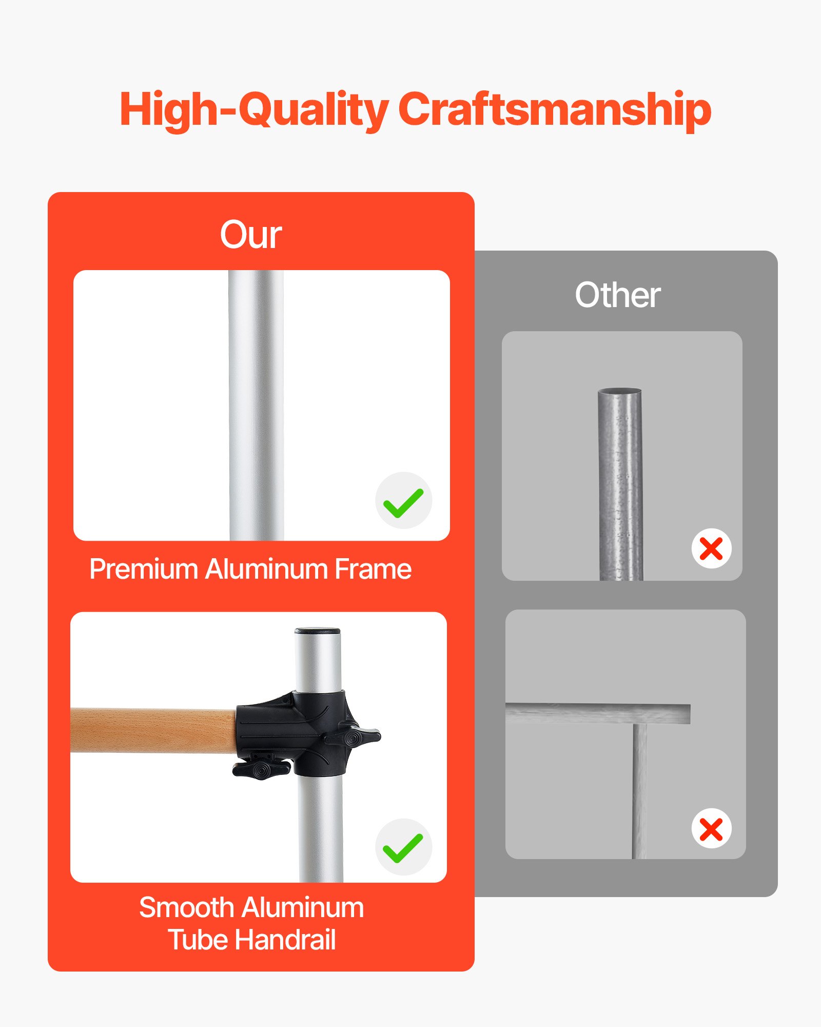 VEVOR Ballettstange Tanzstange freistehende Doppelstange, höhenverstellbare (170-1165 mm) Stretchstange aus Holz für Ballettübung, Gleichgewichtstraining, Entspannungsübungen, Fitnessstudio