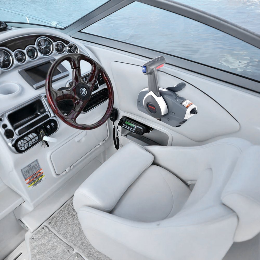 VEVOR Boat Throttle Control, 5006180 Side-Mounted Outboard Remote Control Box for Evinrude Johnson, Marine Throttle Control with Power Trim Switch and Lanyard