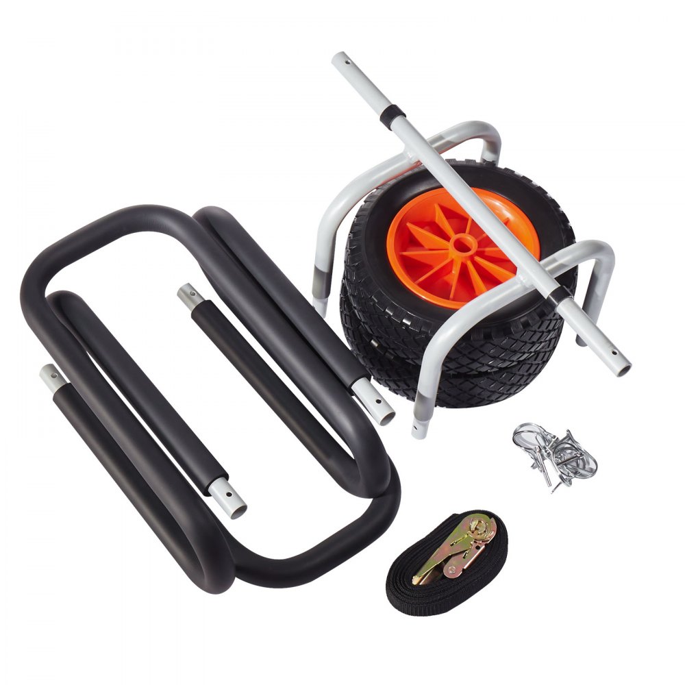 VEVOR Transportwagen, 68 kg, Stand Up Paddle Board Trolley mit 25,4 cm Vollgummireifen, Schaumstoffpolster, Spanngurt, ideale Transporthilfe für Paddleboard- und Surfboard, 520 x 500 x 680 mm