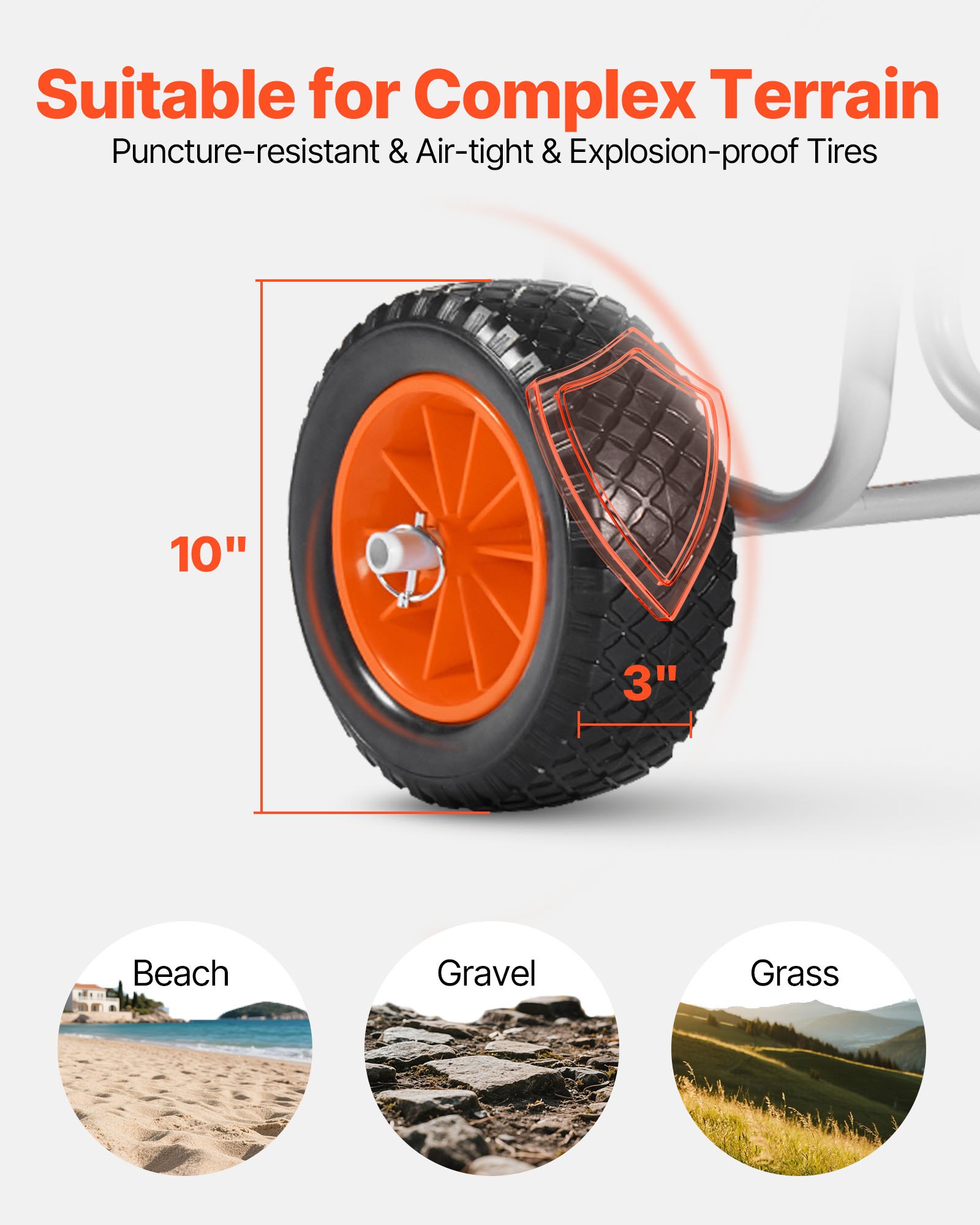 VEVOR Transportwagen, 68 kg, Stand Up Paddle Board Trolley mit 25,4 cm Vollgummireifen, Schaumstoffpolster, Spanngurt, ideale Transporthilfe für Paddleboard- und Surfboard, 520 x 500 x 680 mm