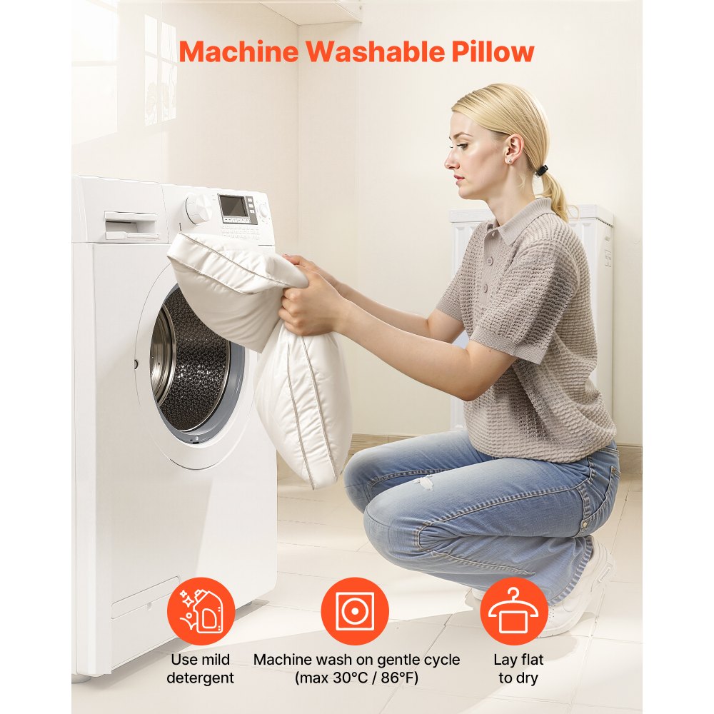 VEVOR Kopfkissen, 2er-Set, Queen-Size, Schlafkissen mit Original-Daunen-Alternative-Füllung, Bettkissen, stützend & flauschig, Bettwäsche für Rücken-, Bauch- & Seitenschläfer, weiß