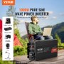 VEVOR Wechselrichter mit reiner Sinuswelle 1000W DC 12V  AC 230V Spannungswandler mit 1 AC-Steckdosen 1 USB-Anschlüssen 1 Typ-C-Anschluss Fernbedienung für kleine Heimgeräte wie Smartphone-Laptop