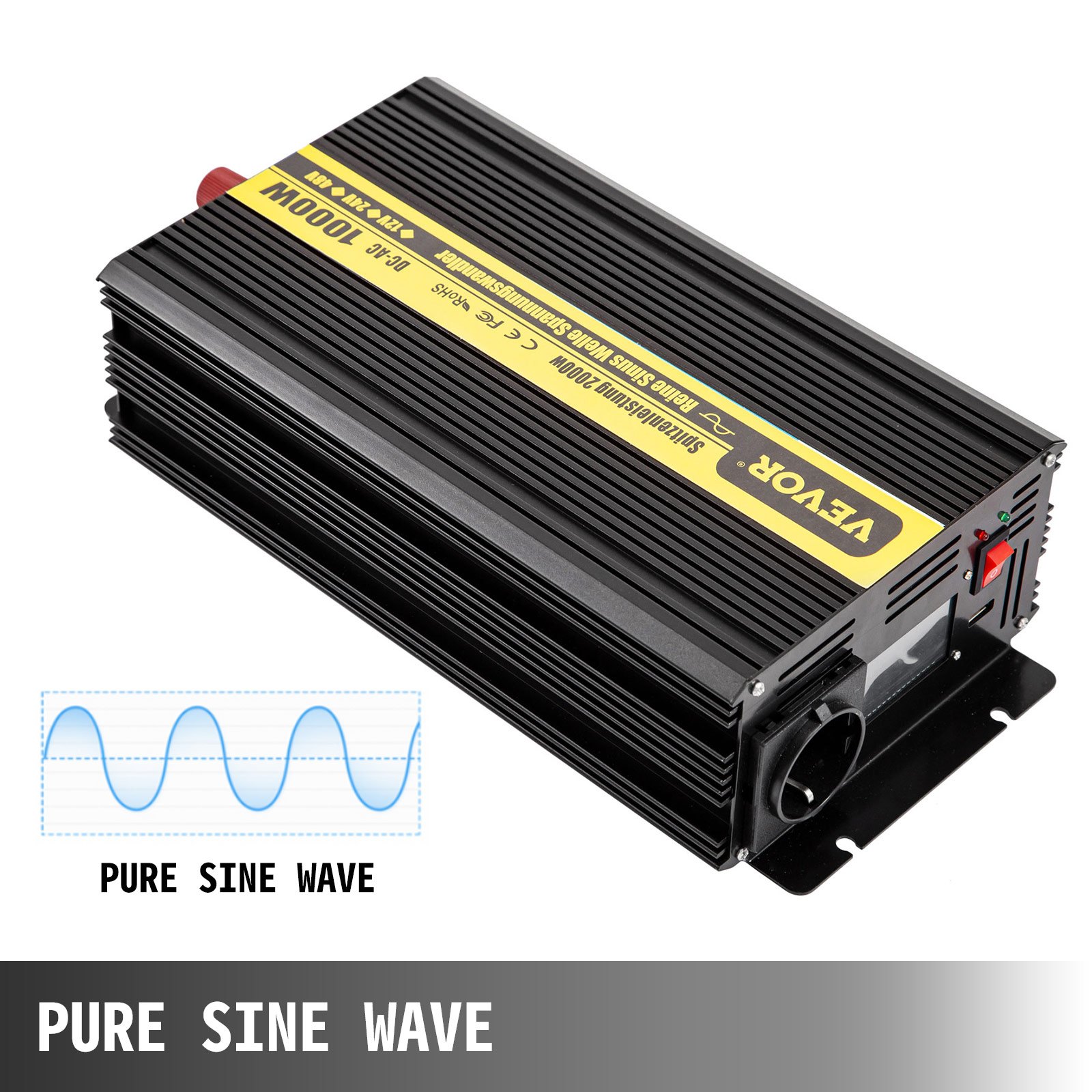 Vevor Reiner Sinus-wechselrichter 1000w Inverter Dc 12v Ac 230v Spannungswandler