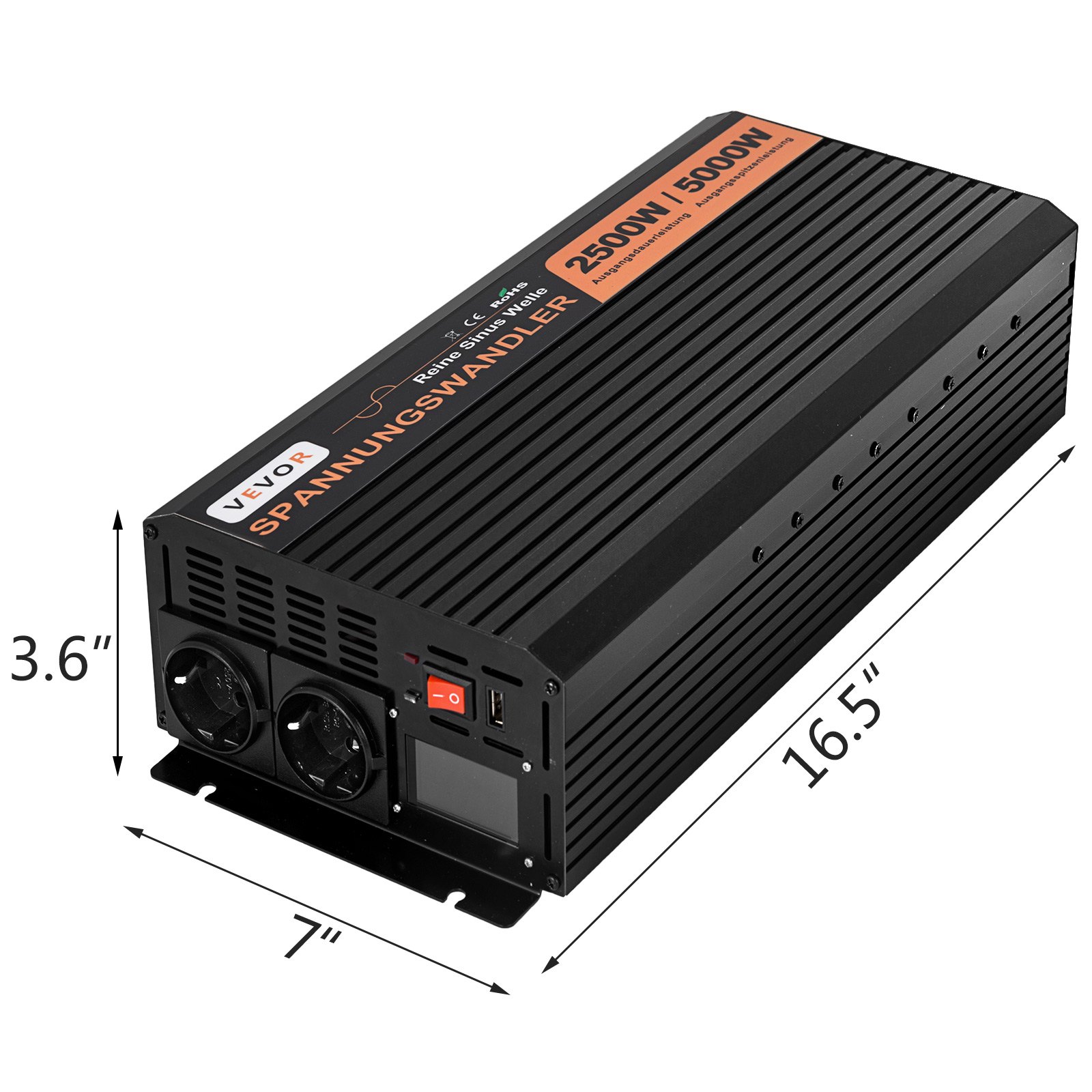 Spannungswandler Reiner Sinus 2500w 5000 W 24v 230v Wechselrichter Inverter Lcd