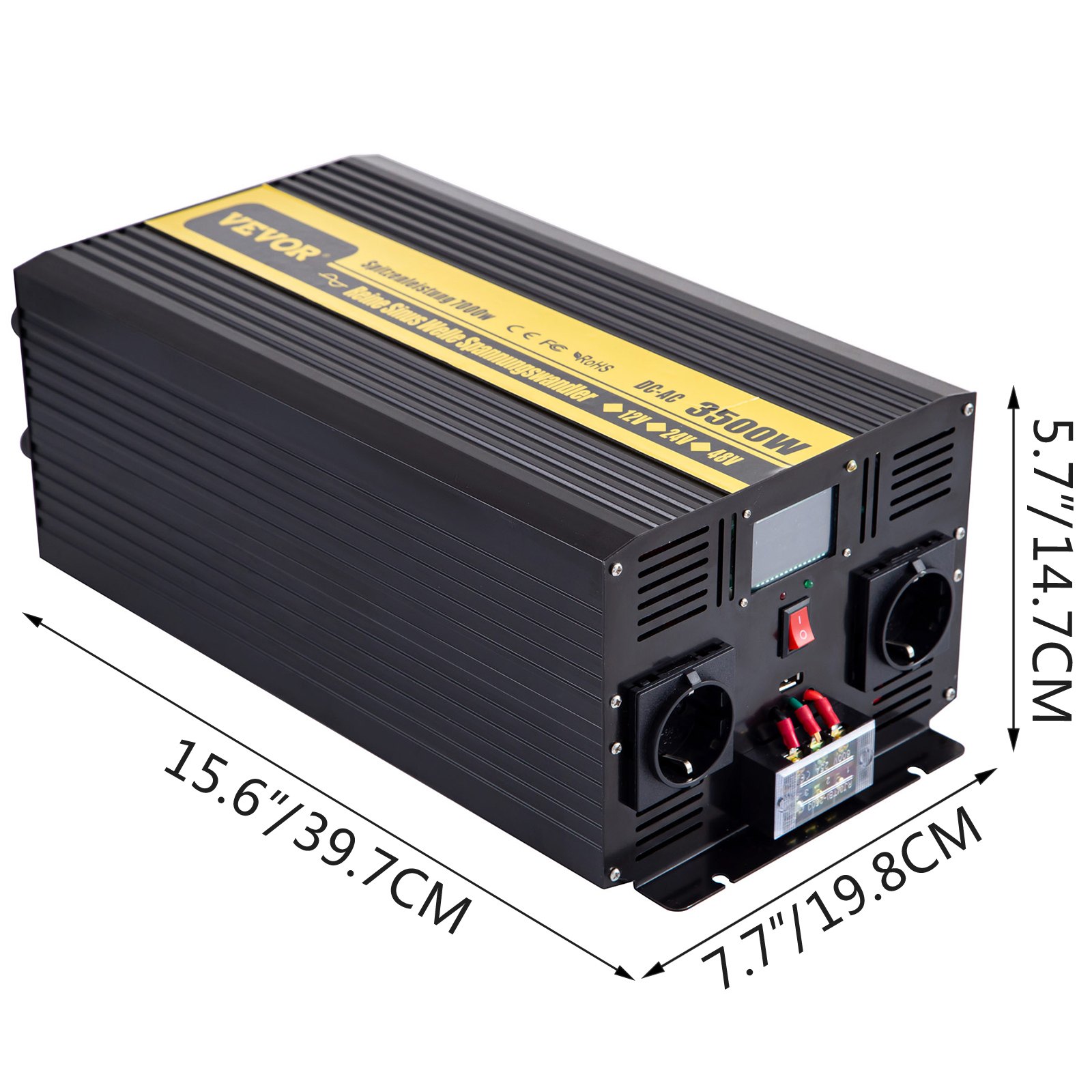 Vevor Spannungswandler Wechselrichter 3500w 7000w Reiner Sinus 12v 230v Usb Lcd