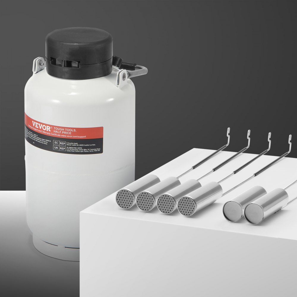 VEVOR Liquid Nitrogen Tank, 3L Liquid Nitrogen Container Made of Aluminum Alloy, LN2 Tank Dewar with 6 Canisters and Carrying Bag with Straps, Cryogenic Tank for the Beauty Industry, Seed Preservation, Scientific