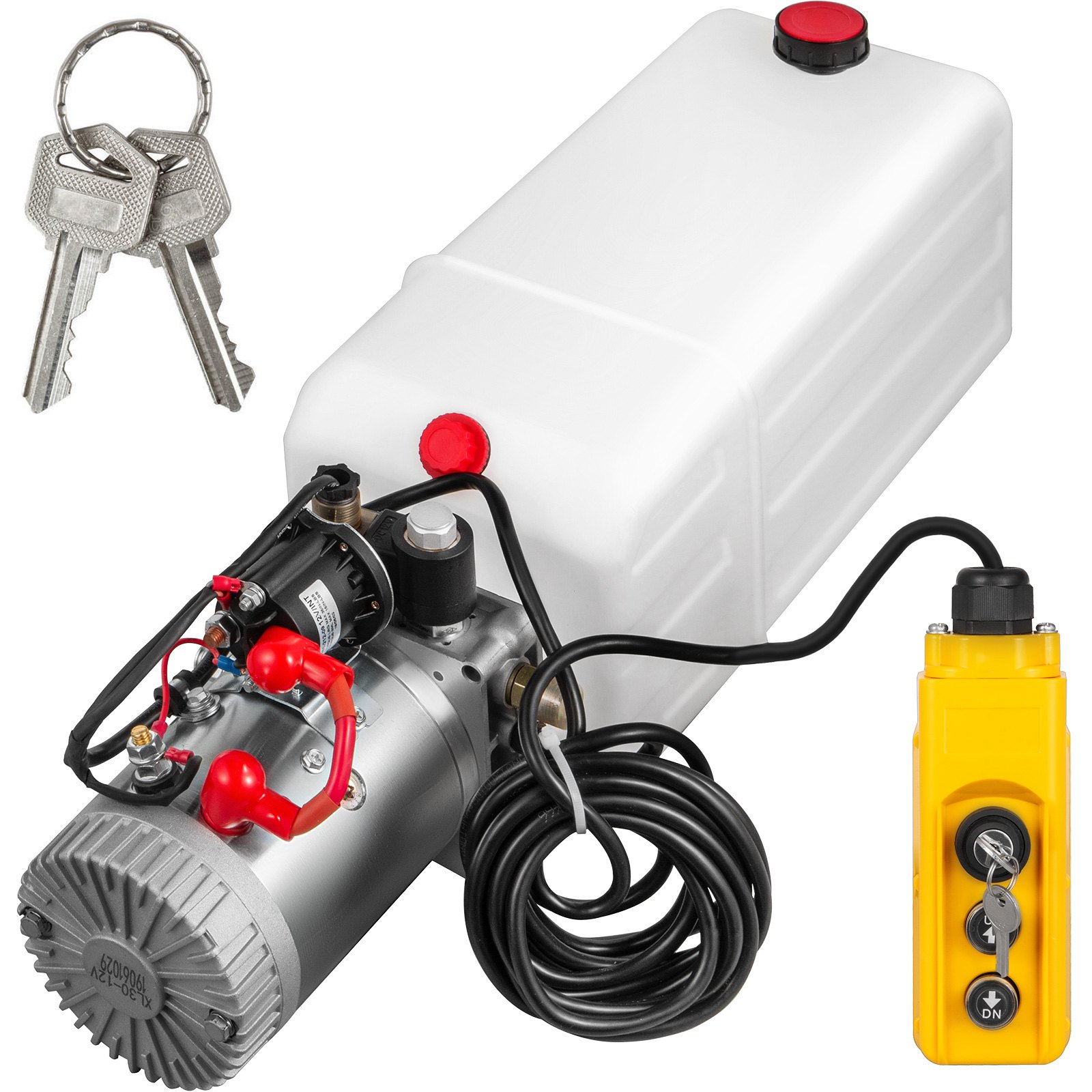 7l 12v Hydraulik Pumpe Einfachwirkend Mit Kabelfernbedienung Schlüssel*2 Stapler