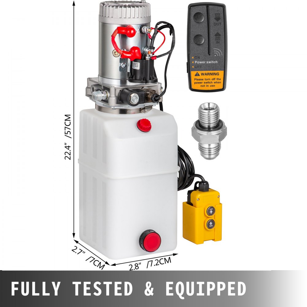 7l Hydraulikaggregat, Hydraulik Pumpe Mit Funk 12v 2000w 4m Kabelfernbedienung