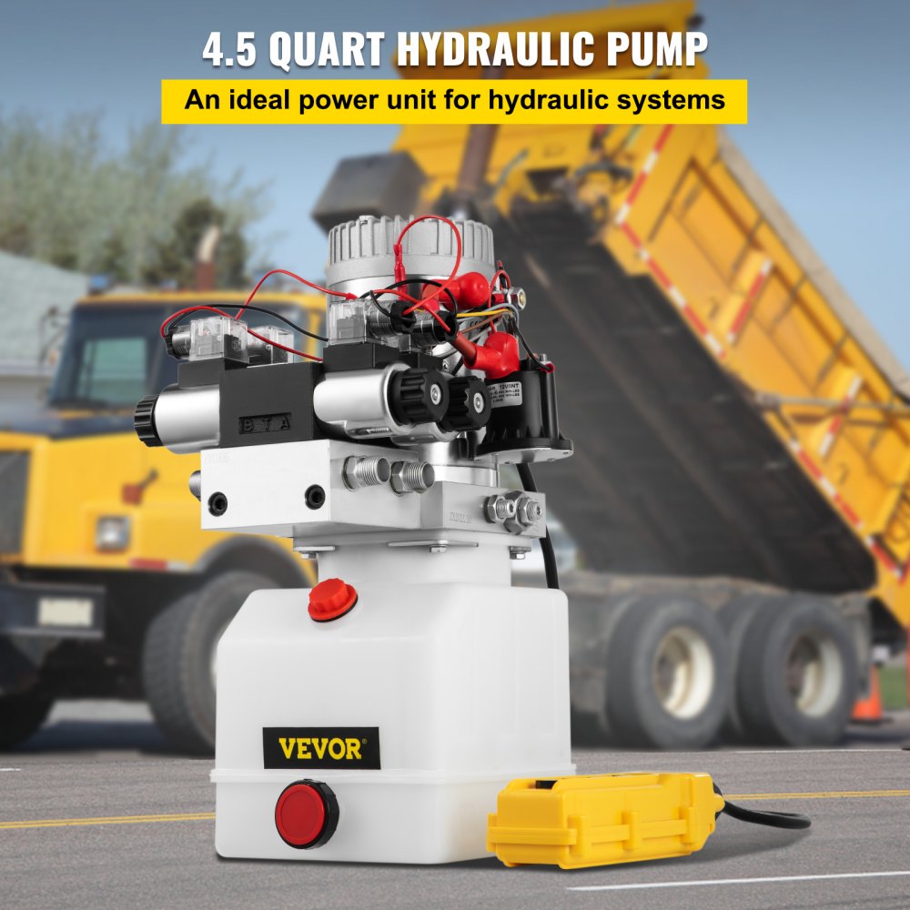 VEVOR 12V Hydraulische Pumpe mit Doppelwirkend Doppelmagnet, 4.5L Hydraulikaggregat, Kipperpumpe ZZ004234 Elektrische Hydraulikpumpe