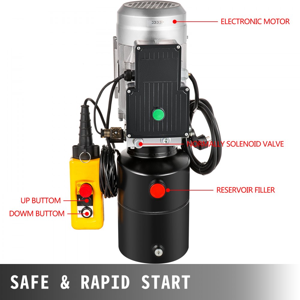 Vevor Hydraulikaggregat Hydraulikpumpe Einfachwirkend 6l Stahl Kippanhänger 230v