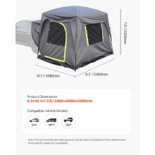 VEVOR SUV-Zelt Camping Auto-Zelt (248 x 308 x 230 cm) wasserdichtes PU2000 geräumiges Doppelschicht-Design für 5-8 Personen, SUV-Campingzelt mit Fenstern & Netzfenstern & Regendach & Tasche