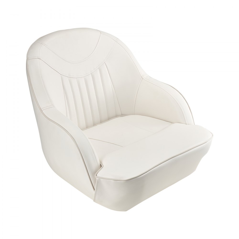 VEVOR Boat Seat, Boat Chair with Low Backrest, Foldable Fishing Boat Seat with Thickened Sponge Cushion, PVC Leather, and Ergonomic Design, Boat Seat for Fishing Boats, Yachts, and Ships, White