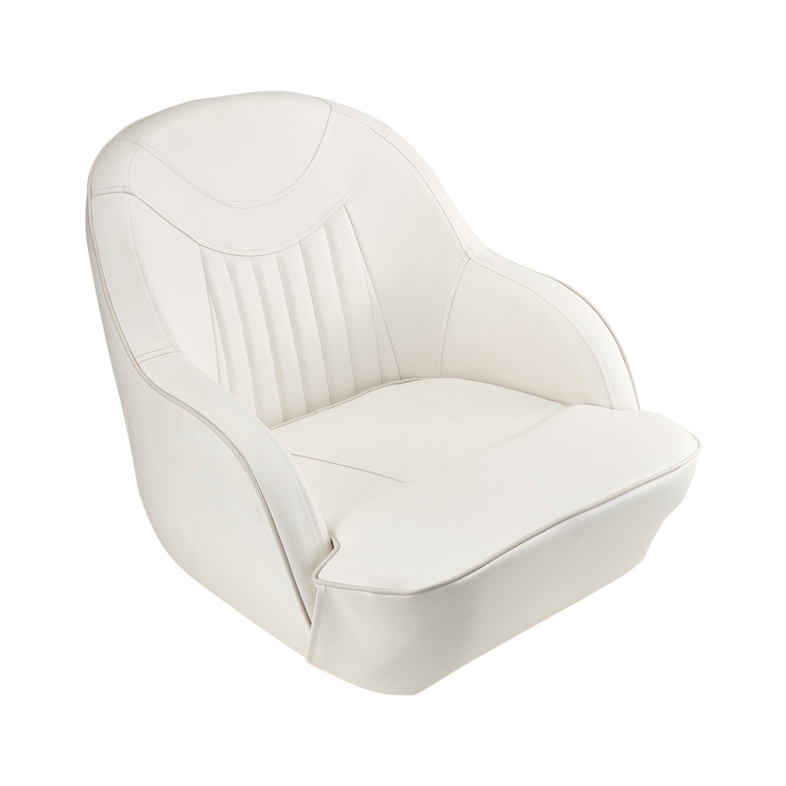 VEVOR Boat Seat, Boat Chair with Low Backrest, Foldable Fishing Boat Seat with Thickened Sponge Cushion, PVC Leather, and Ergonomic Design, Boat Seat for Fishing Boats, Yachts, and Ships, White