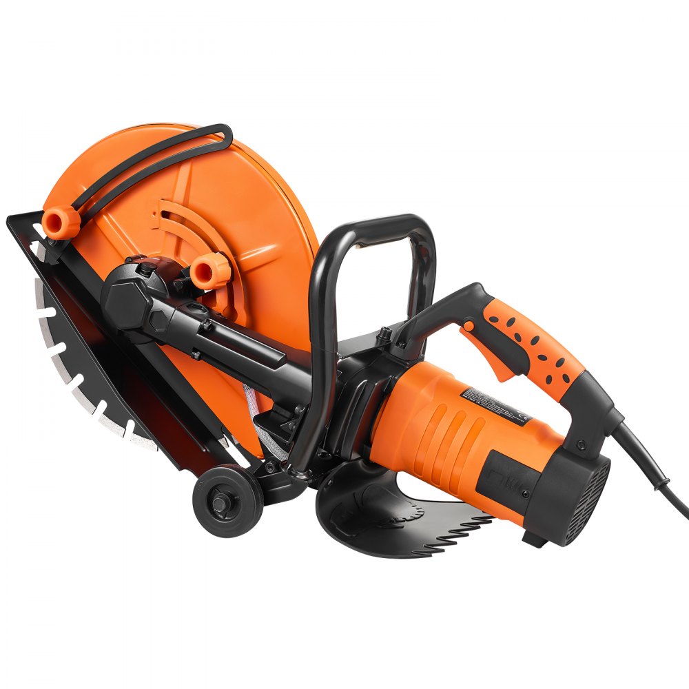 VEVOR Elektrische Betonsäge, 356 mm, Hochleistungs-Kreissäge 2800 W, Schnitttiefe 127 mm, Nass-/Trocken-Scheibensäge mit Wasserrohr, Wasserpumpe, Sägeblatt, für Stein und Ziegel