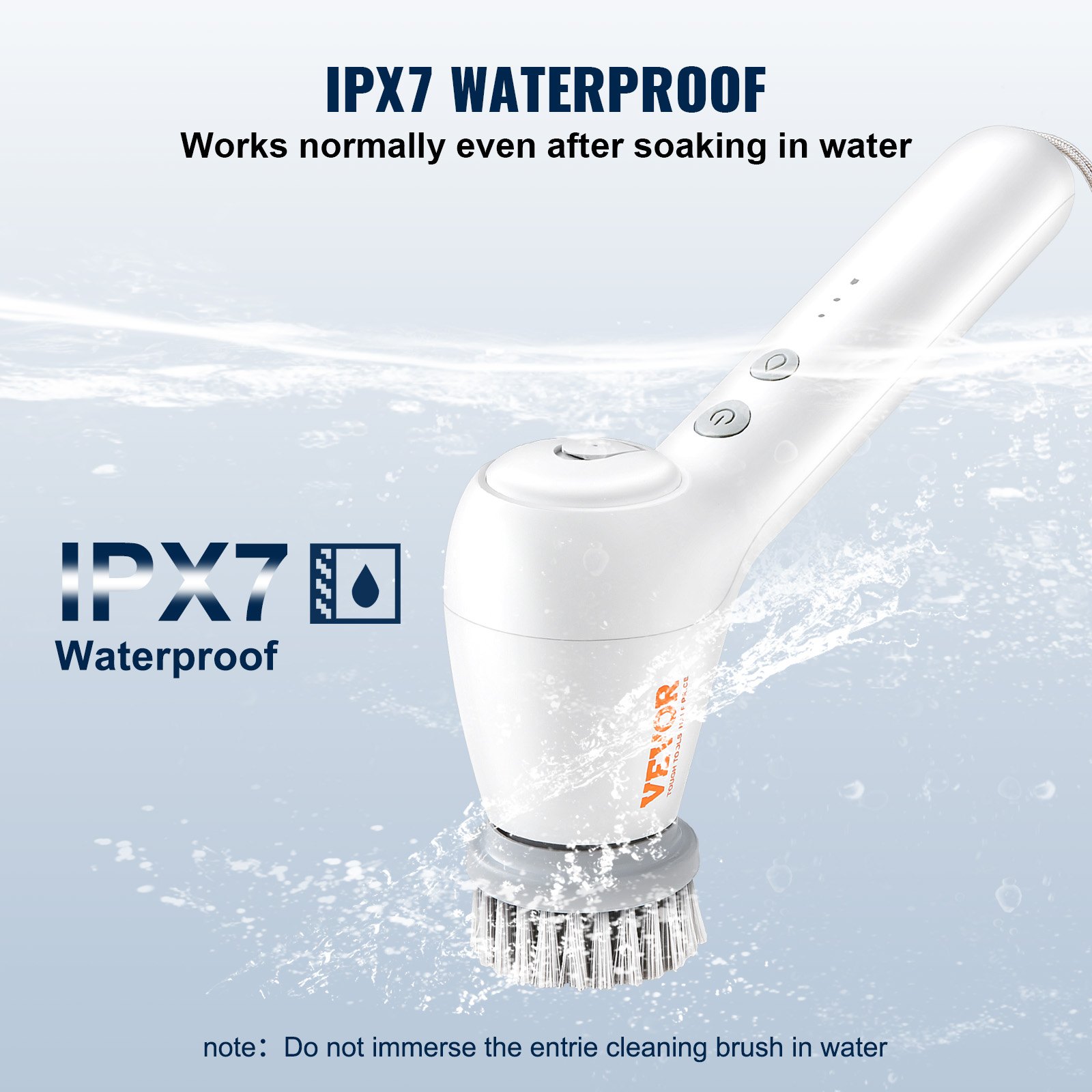 VEVOR Elektrische Bürste zum Putzen, Reinigungsbürste mit 5 austauschbaren Reinigungsköpfen, 2 Geschwindigkeiten, Schnurloser Schrubber, für die Reinigung von Badezimmern, Duschen, Fliesen