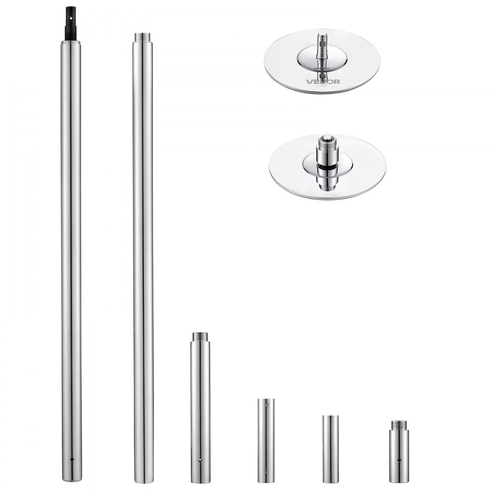 VEVOR Professionelle Tanzstange, Pole Dance Tragbare Tanzstange Profi ca. 222,6-282,4 cm Höhenverstellbare Abnehmbare Fitnessstange Spinning Fitness Silber, Tanzstange Fitnessstudios, Club, Party