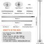 VEVOR Professionelle Tanzstange, Pole Dance Tragbare Tanzstange Profi ca. 222,6-282,4 cm Höhenverstellbare Abnehmbare Fitnessstange Spinning Fitness Silber, Tanzstange Fitnessstudios, Club, Party