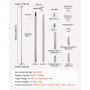 VEVOR Professionelle Tanzstange, Pole Dance Tragbare Tanzstange Profi ca. 222,6-282,4 cm Höhenverstellbare Abnehmbare Fitnessstange Spinning Fitness Silber, Tanzstange Fitnessstudios, Club, Party