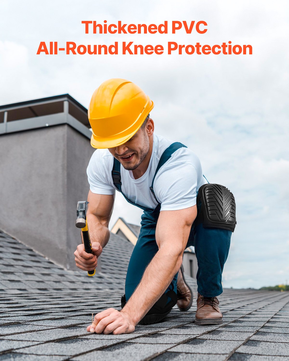 VEVOR Knee Pads 23x20 cm, Tile Layer's Knee Pads with Adjustable Straps & Rivets, Thick Gel Knee Protectors with Foam Padding for All-Around Knee Protection, Suitable for Flooring and Gardening