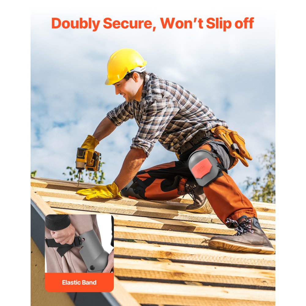 VEVOR Knieschoner 275x140x115 cm, extra dicke Knieschützer mit Schaumstoffpolsterung – Profi Schutz & Komfort, Fliesenleger, Kniepolster, Knieschoner für Gartenarbeit, Bodenverlegung, Grau & Orange